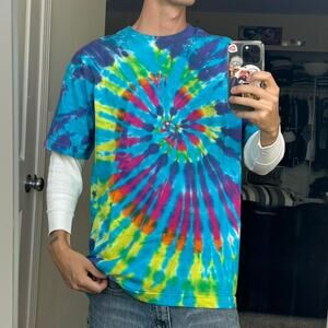 Vintage 90s Hippy Class High Stoner Tie Dye Blank Tee Shirt